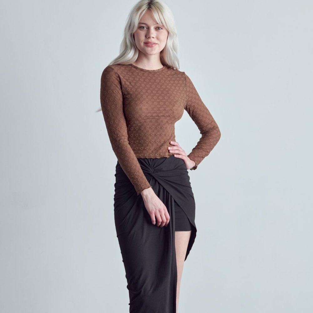 Floral Sheer Long Sleeve Top - Picture 3 of 4